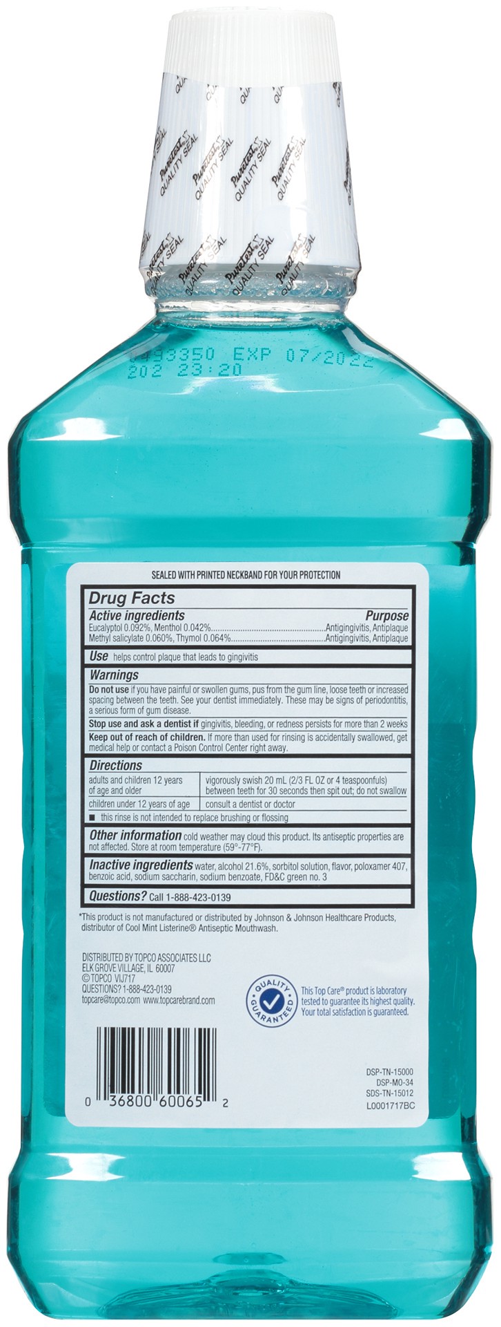 slide 2 of 6, TopCare Antiseptic Mouth Rinse Blue, 33.8 oz