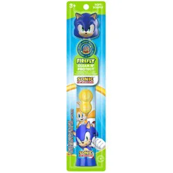 Firefly Clean N' Protect, Sonic the Hedgehog Toothbrush with 3D Antibacterial Cover, Premium Soft Bristles, Anti-slip Grip Handle, Battery Included, Ages 3+, 1 Count