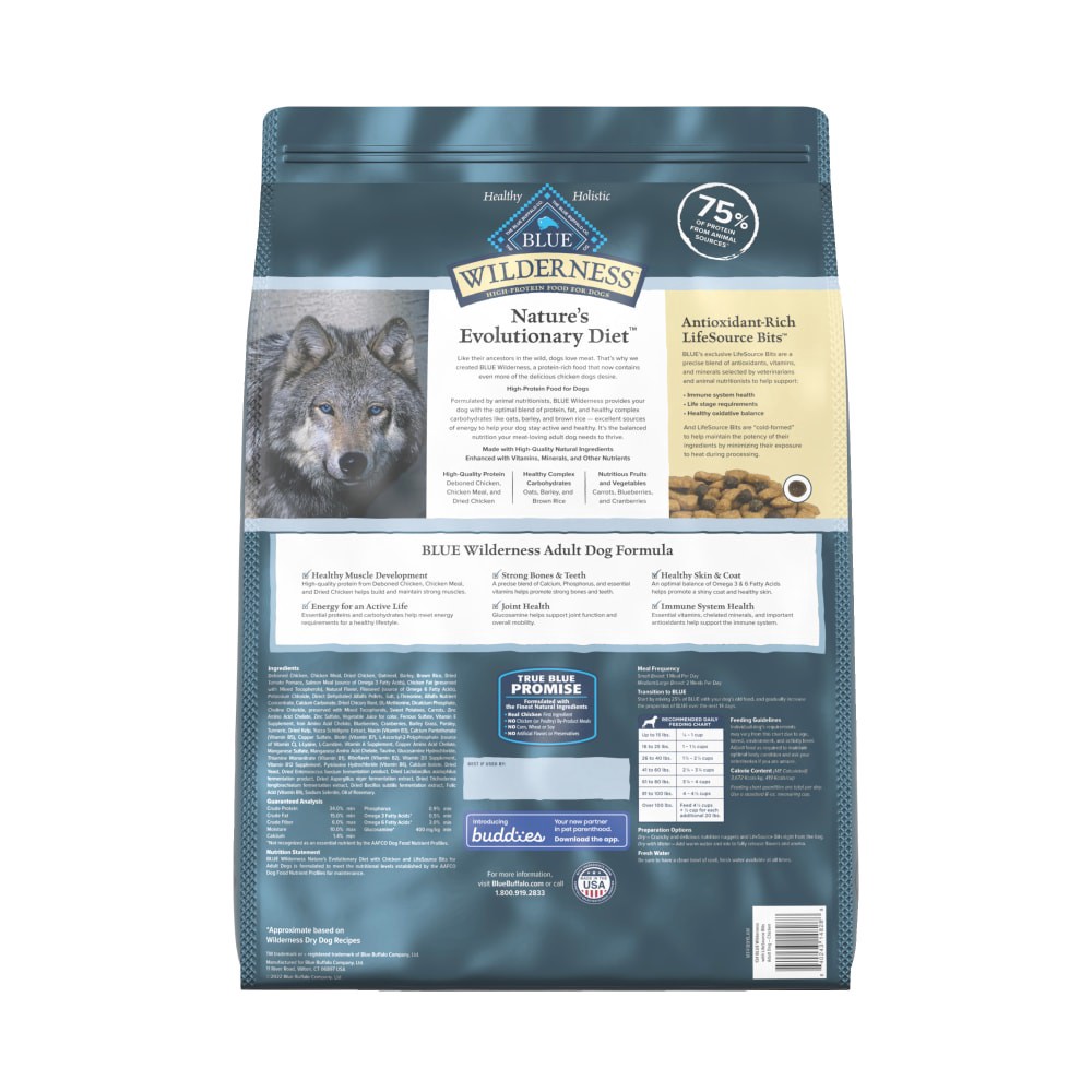 slide 2 of 2, Blue Buffalo Wilderness High Protein Natural Adult Dry Dog Food plus Wholesome Grains, Chicken 13 lb bag, 13 lb