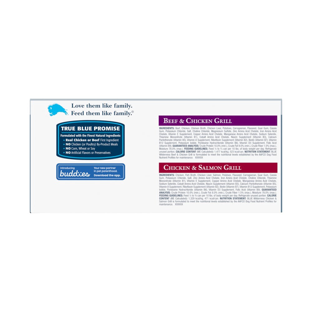 slide 2 of 2, Blue Buffalo Wild Beef, Chicken and Salmon Grill Variety Pack Dry Dog Food - 12.5oz/6ct, 6 ct