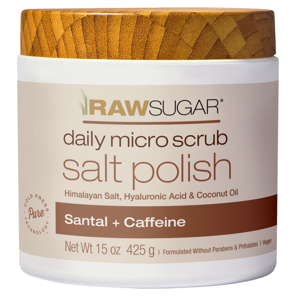 slide 2 of 2, Raw Sugar Daily Micro Scrub Salt Polish, Santal + Caffeine, 15 oz, 15 oz