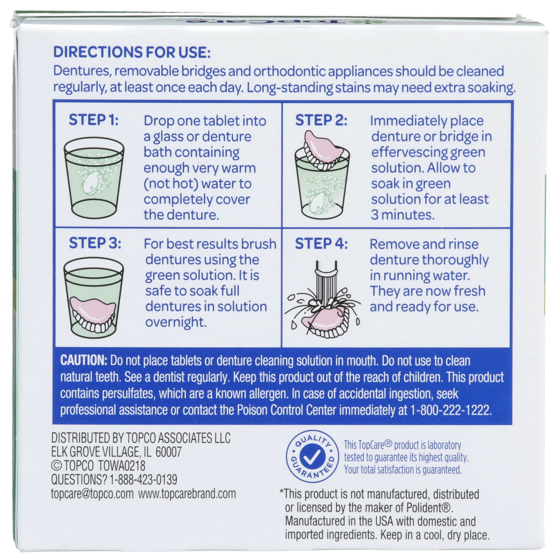 slide 2 of 6, Top Care Denture Cleanser Tablets Double Action 40Ct, 40 ct