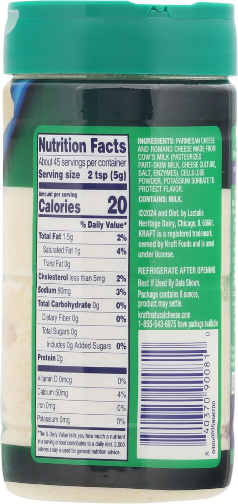 slide 2 of 4, Kraft Grtd Parm Romano, 8 oz