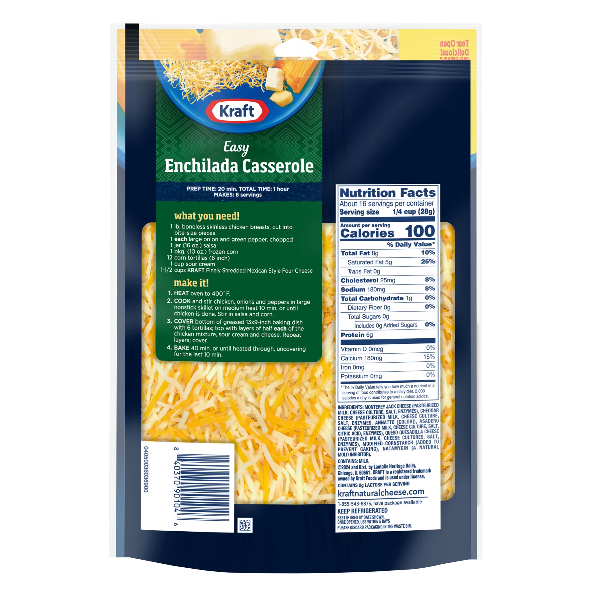 slide 3 of 6, Kraft Mexican Style Four Cheese Shredded Cheese, 16 oz Bag, 16 oz