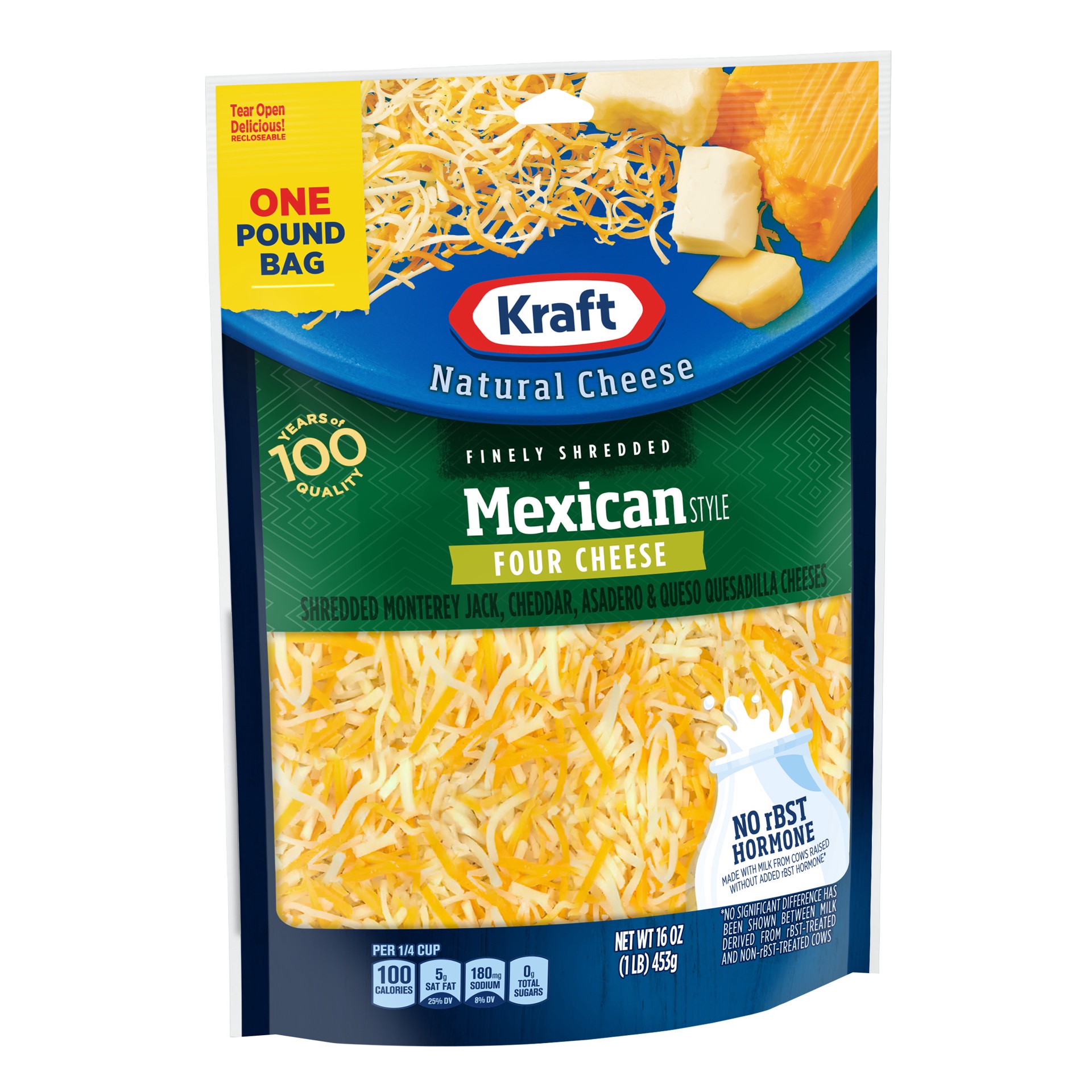 slide 5 of 6, Kraft Mexican Style Four Cheese Shredded Cheese, 16 oz Bag, 16 oz