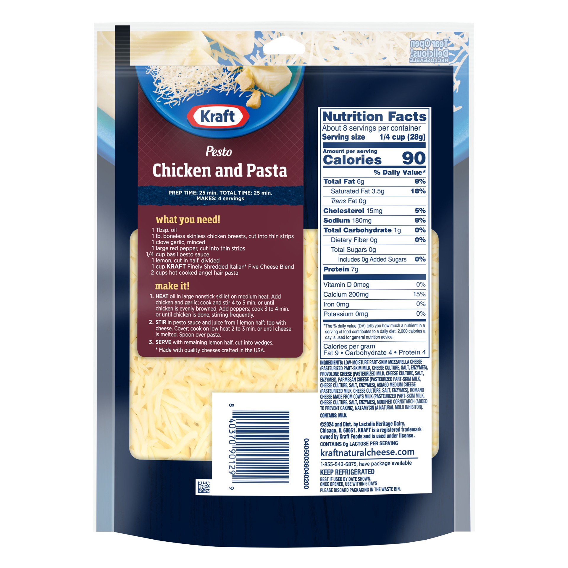 slide 6 of 6, Kraft Italian Five Cheese Shredded Cheese, 8 oz Bag, 8 oz