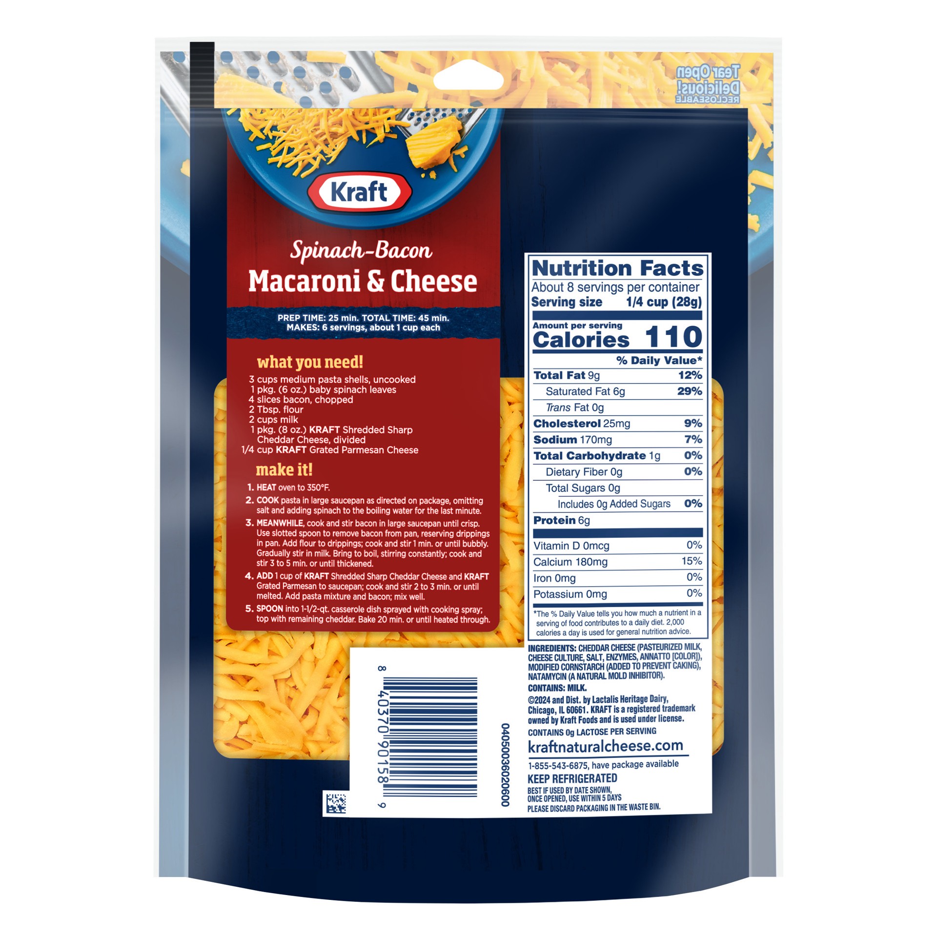 slide 5 of 6, Kraft Sharp Cheddar Shredded Cheese, 8 oz Bag, 8 oz