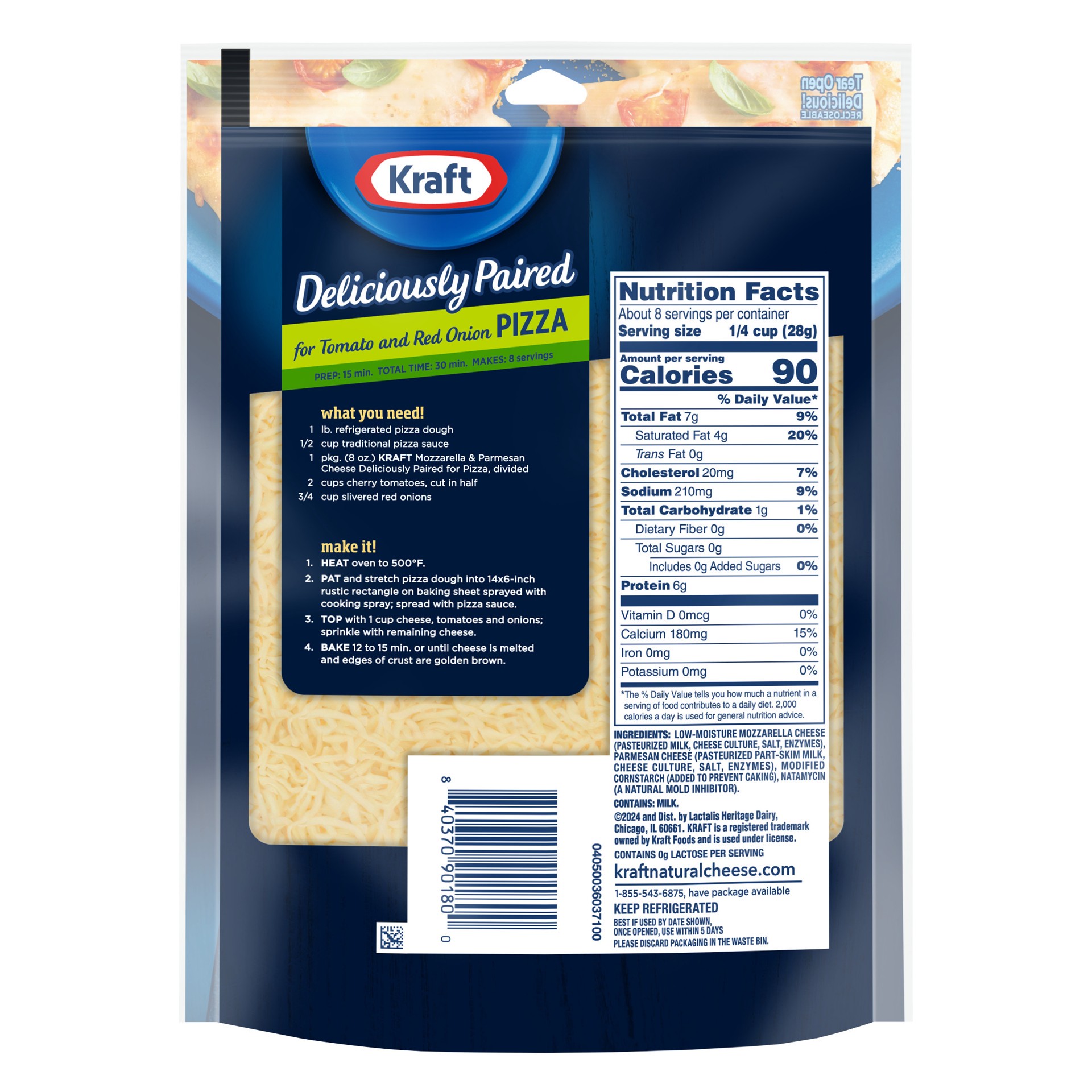 slide 4 of 6, Kraft Deliciously Paired Mozzarella & Parmesan Shredded Cheese for Pizza, 8 oz Bag, 8 oz