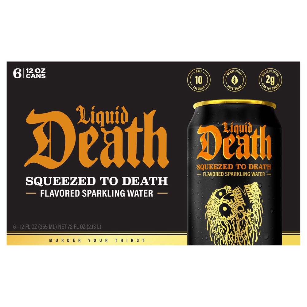 slide 1 of 1, Liquid Death Squeezed to Death Sparkling Water - 6pk/12 fl oz Cans, 6 ct; 12 fl oz