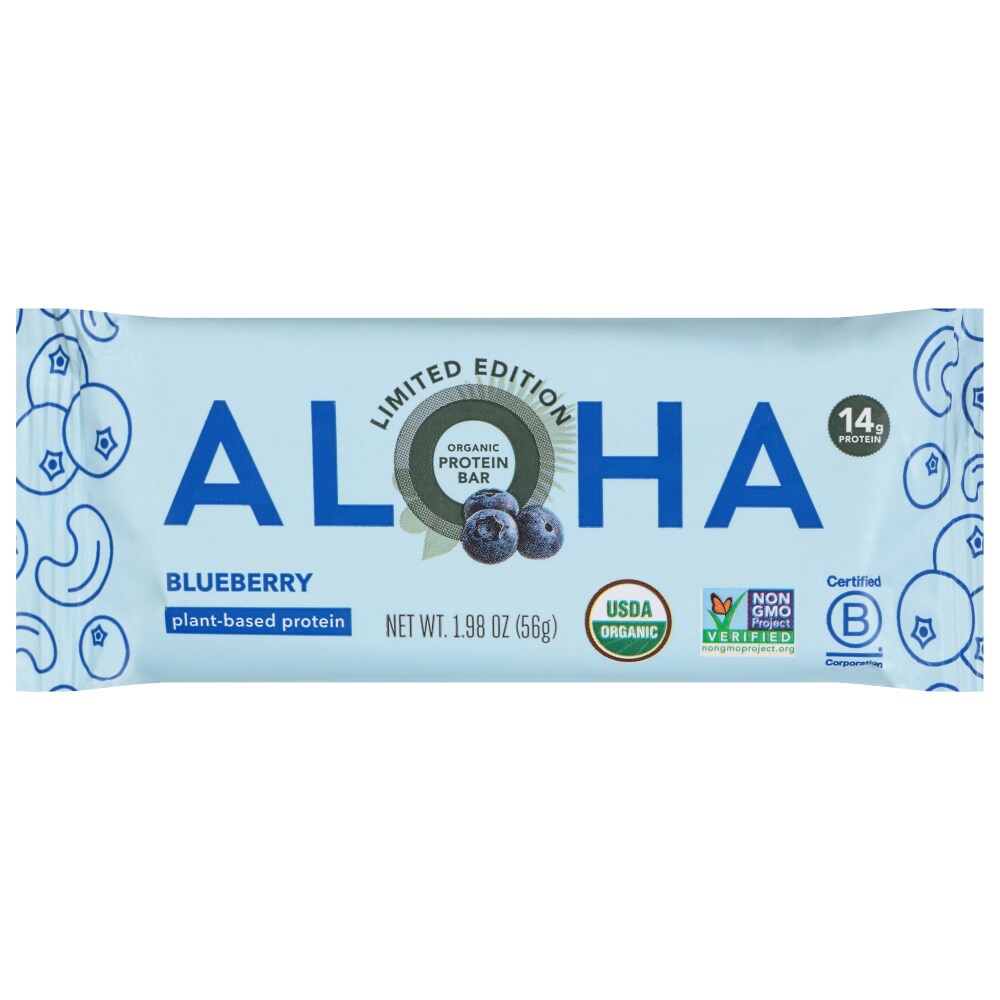 slide 2 of 2, ALOHA Plant Based Protein Bar Blueberry - 1.98 oz, 1.98 oz