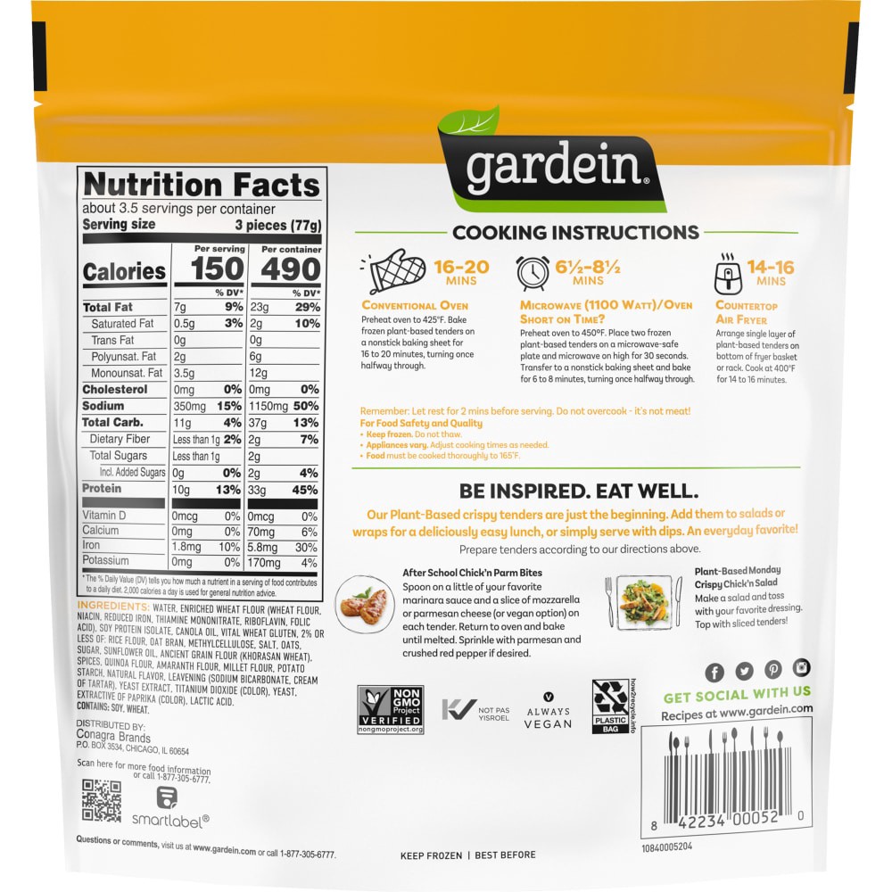 slide 2 of 2, Gardein Seven Grain Meat Free Crispy Tenders, 9 oz
