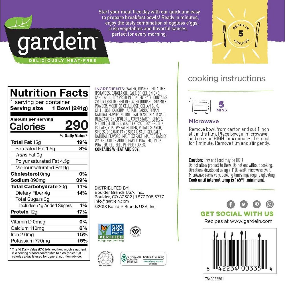 slide 3 of 3, Gardein Saus'Age & Homestyle Gravy Breakfast Bowl, 8.5 oz