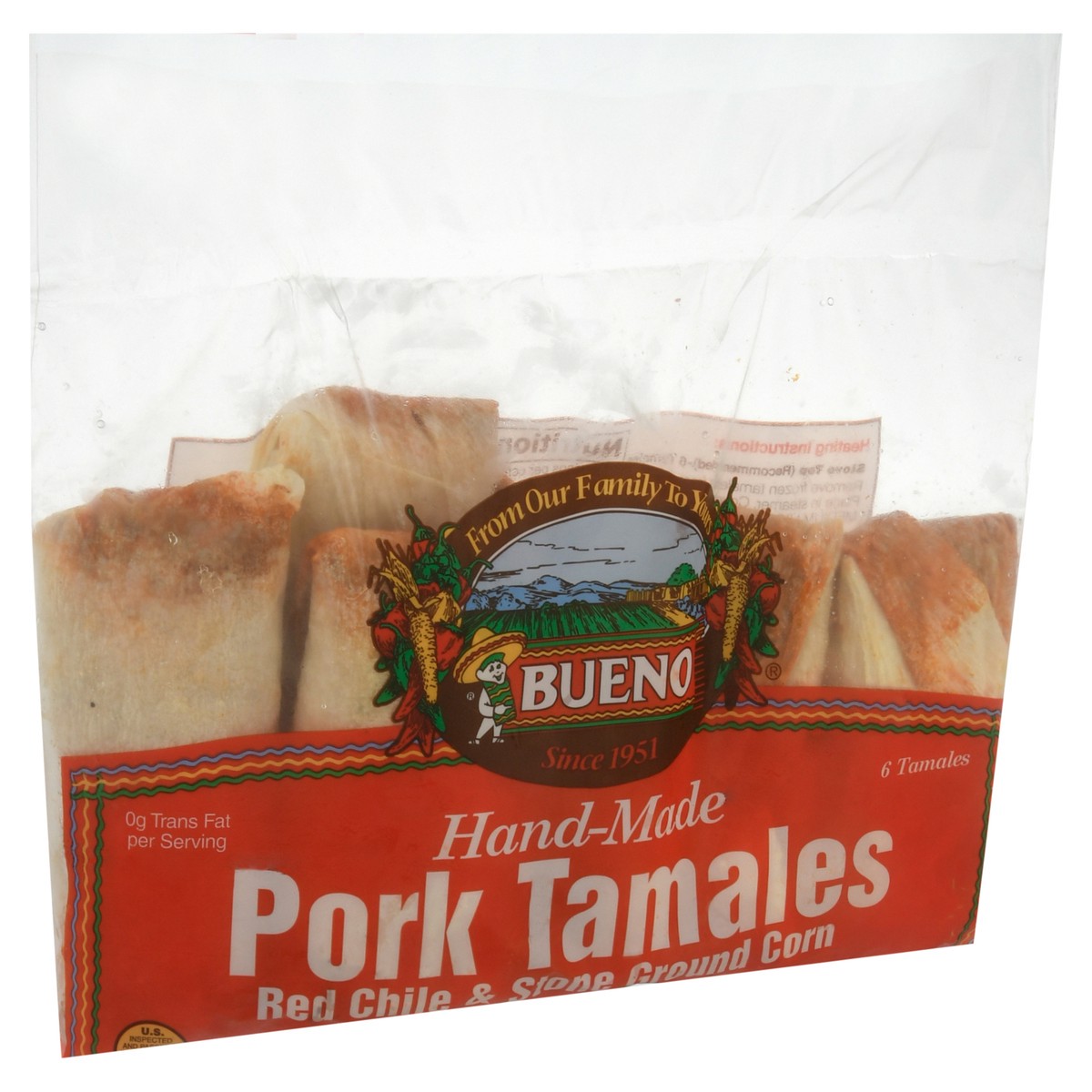 slide 6 of 9, Bueno Foods Bueno Pork Red Chile & Stone Ground Corn Tamales 6 ea, 6 ct