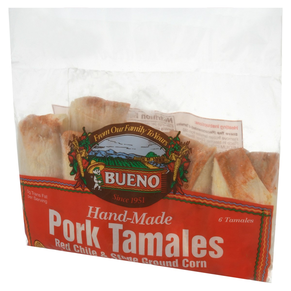 slide 7 of 9, Bueno Foods Bueno Pork Red Chile & Stone Ground Corn Tamales 6 ea, 6 ct