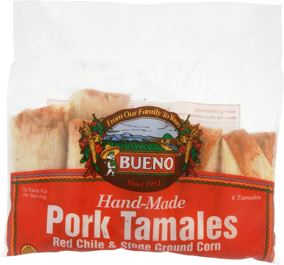 slide 5 of 9, Bueno Foods Bueno Pork Red Chile & Stone Ground Corn Tamales 6 ea, 6 ct