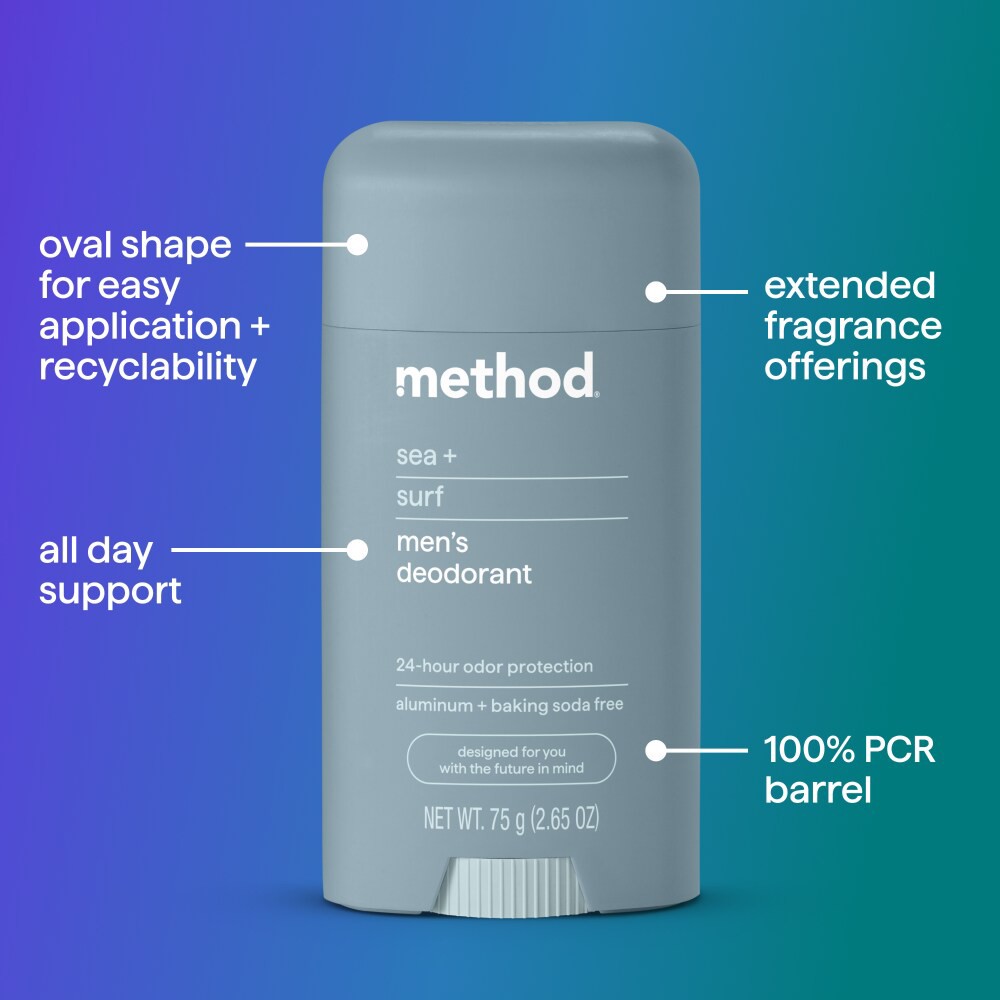 slide 2 of 4, Method Deodorant Stick Sea + Surf, 2.65 fl oz