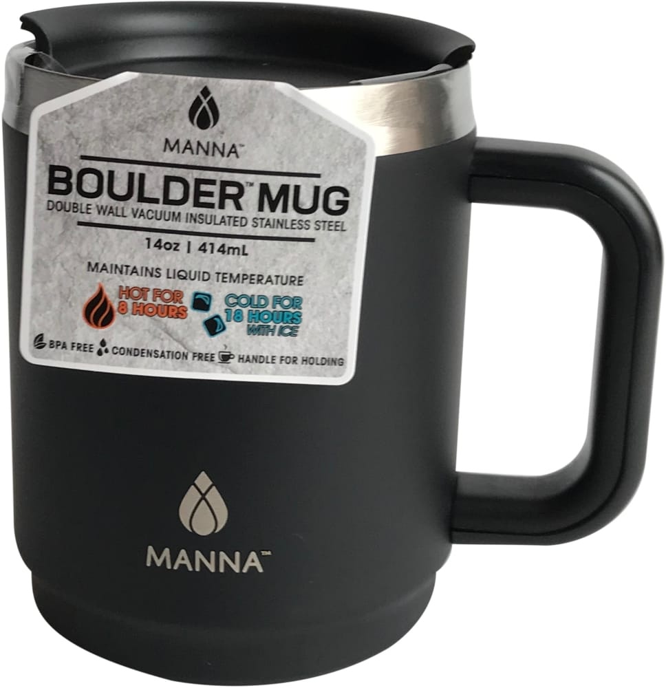 slide 1 of 1, Manna Black Boulder Mug, 14 oz