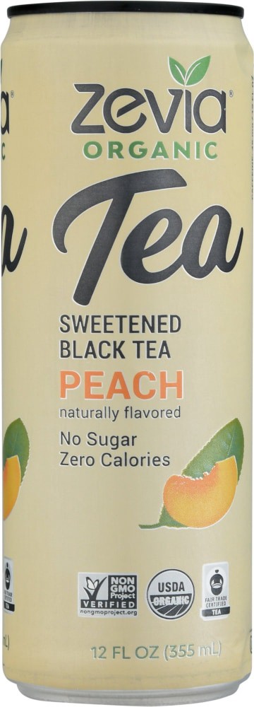 slide 4 of 5, Zevia Organic Zero Calorie Sweetened Peach Black Tea - 12 fl oz, 12 fl oz