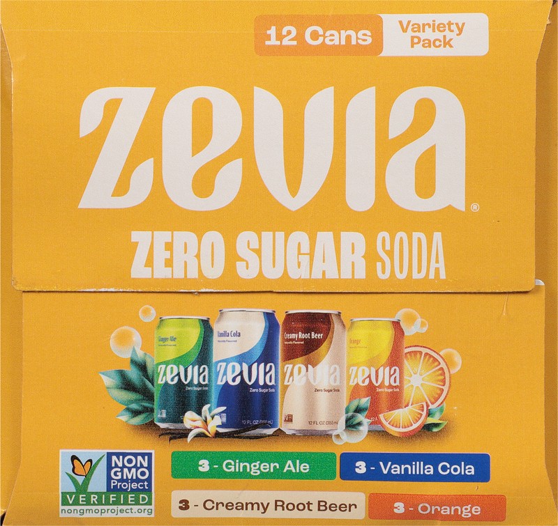 slide 2 of 5, Zevia Zero Sugar Assorted Soda Variety Pack 12 - 12 fl oz Cans, 12 ct