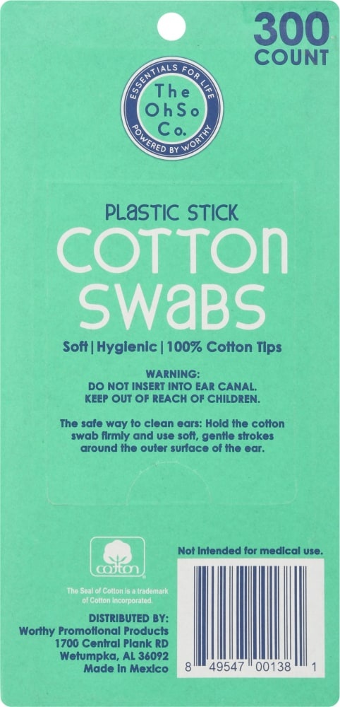 slide 2 of 2, Oh So Plastic Stick Cotton Swab, 300 ct