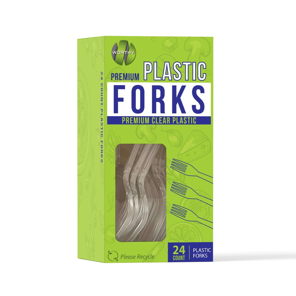 slide 1 of 1, Worthy Plastic Forks, 24 ct