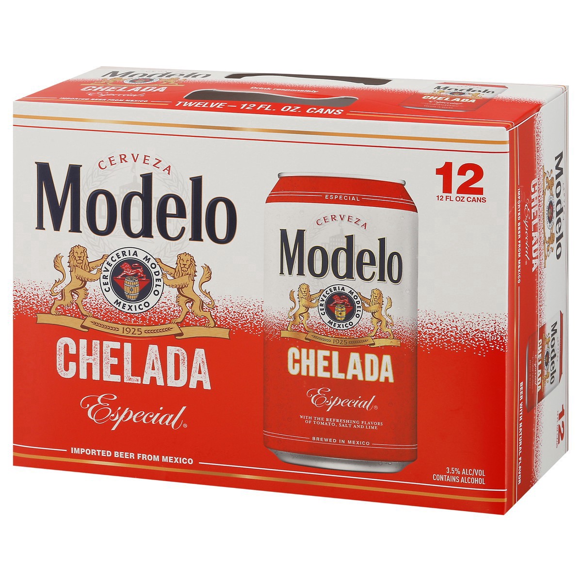 slide 6 of 9, Modelo Chelada Especial Mexican Import Flavored Beer, 12 pk 12 fl oz Cans, 3.5% ABV, 144 fl oz