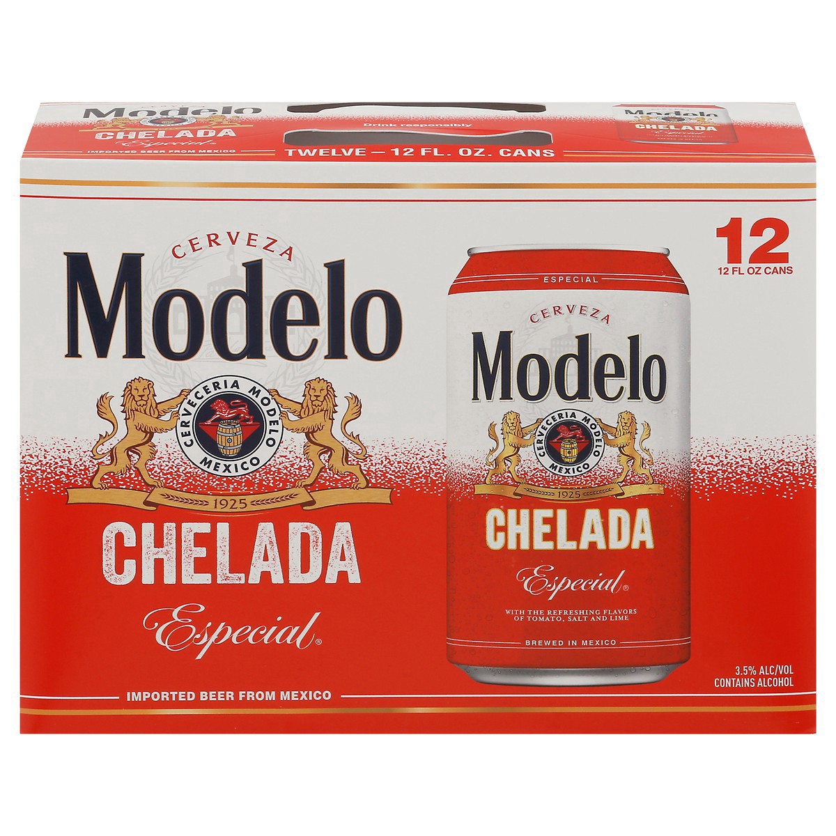 slide 3 of 9, Modelo Chelada Especial Mexican Import Flavored Beer, 12 pk 12 fl oz Cans, 3.5% ABV, 144 fl oz