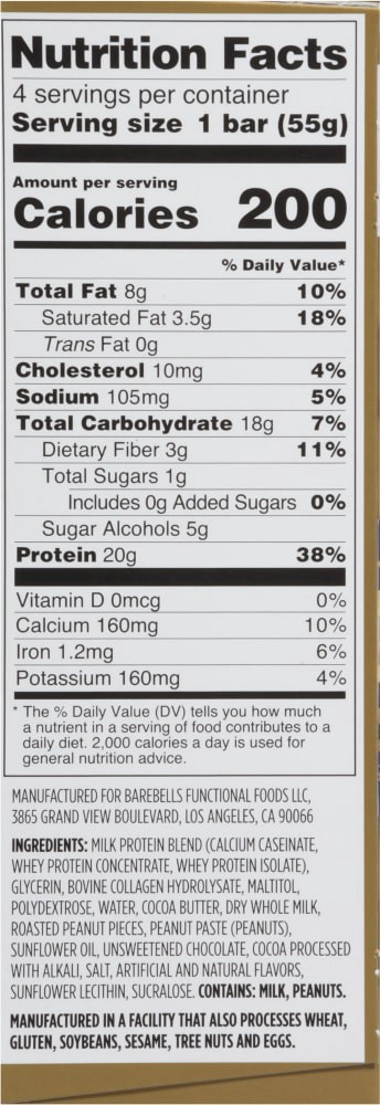 slide 3 of 4, Barebells Salty Peanut Protein Bar, 4 ct; 1.94 oz