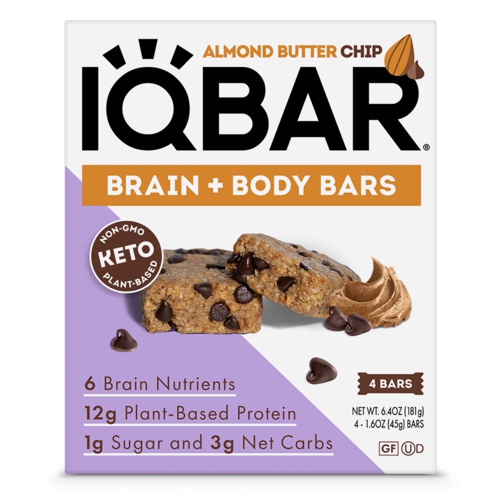 slide 1 of 1, Iq Bar Gluten-Free Almond Butter Chip Nutrition Bars, 4 ct; 1.6 oz
