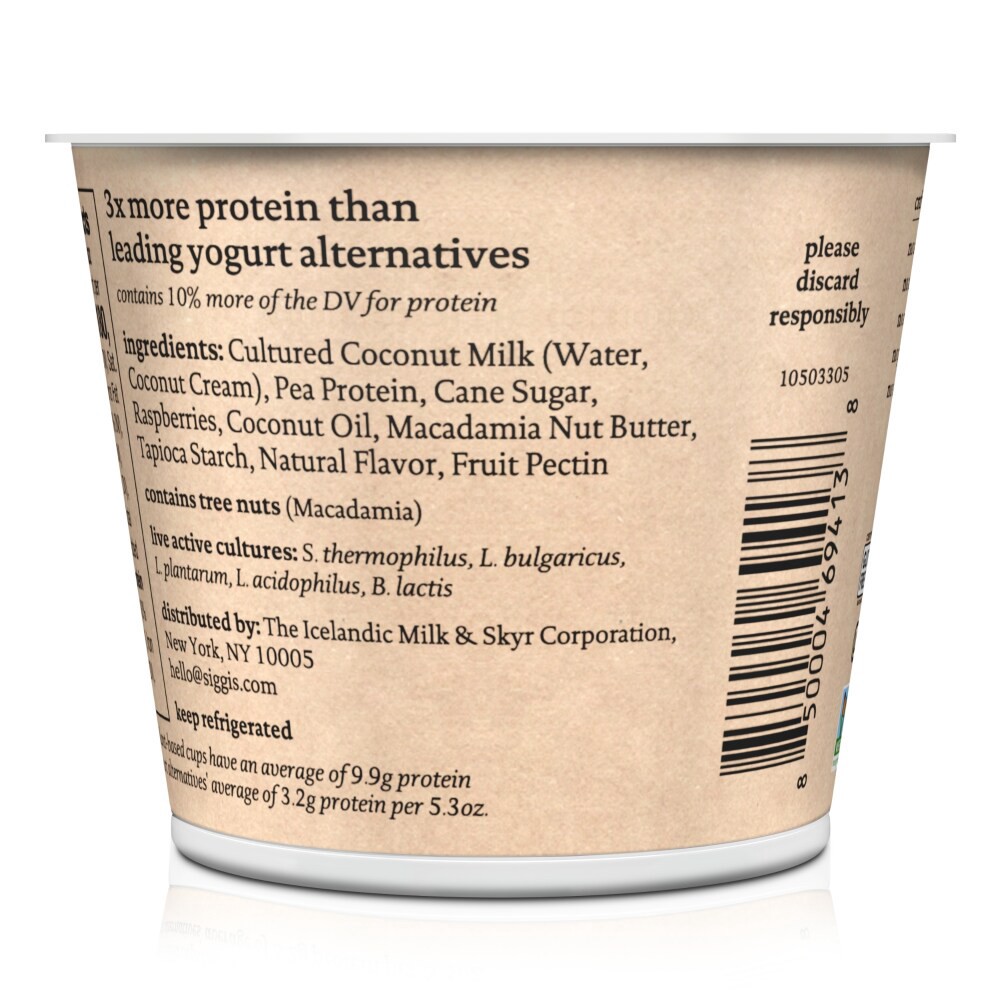 slide 6 of 6, siggi's Plant Based Coconut Blend, Raspberry, 5.3 oz