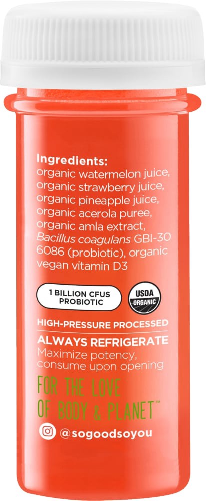 slide 2 of 2, So Good So You Immunity Watermelon Strawberry Probiotic Shot, 1.7 fl oz