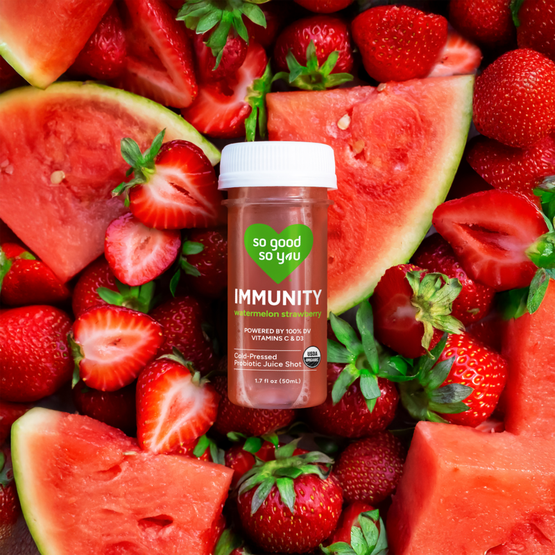 slide 3 of 5, So Good So You Immunity Watermelon Strawberry Probiotic Shot, 1.7 fl oz