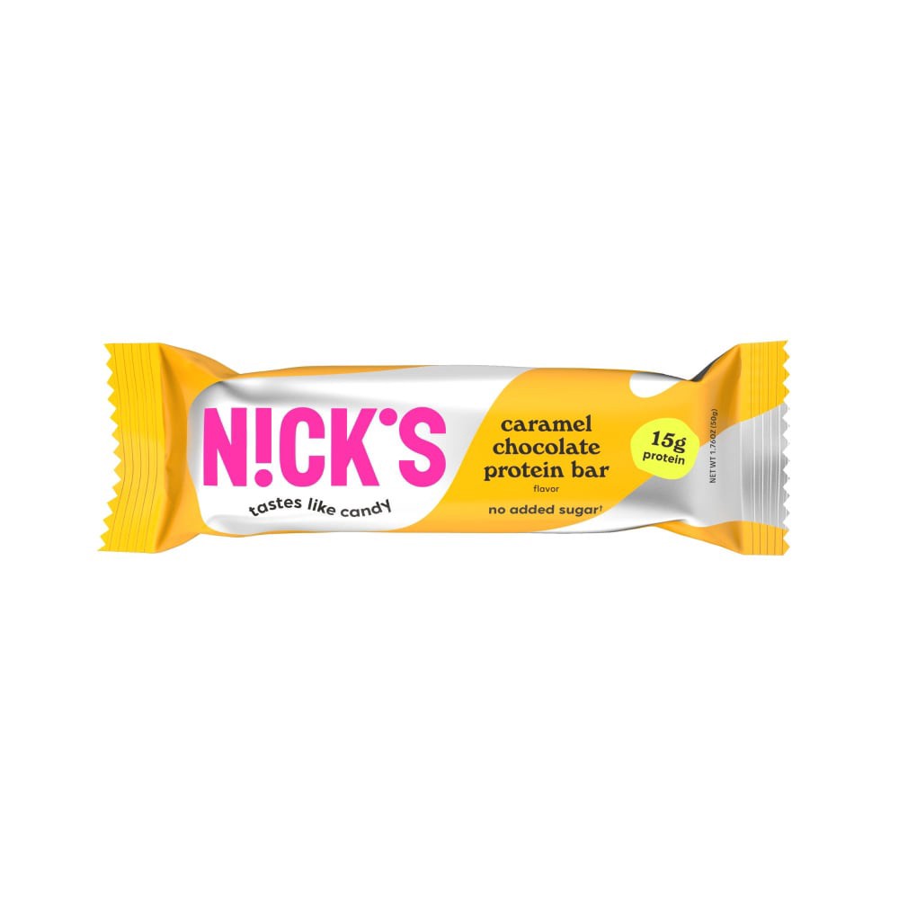 slide 2 of 2, Nick's Caramel Chocolate Protein Bar - Singles, 1.76 oz