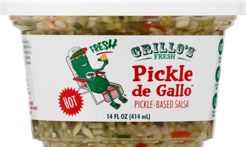 slide 1 of 1, Grillo's Pickles Fresh Hot Pickle De Gallo Jalapeno Peppers & Relish, 14 fl oz