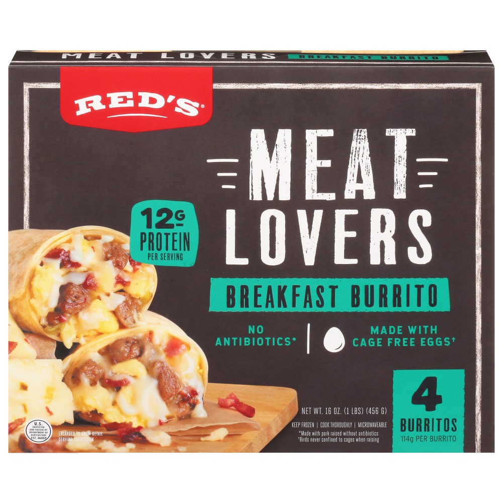 slide 2 of 2, Red's Meat Lovers Breakfast Burrito 4 ea, 4 ct