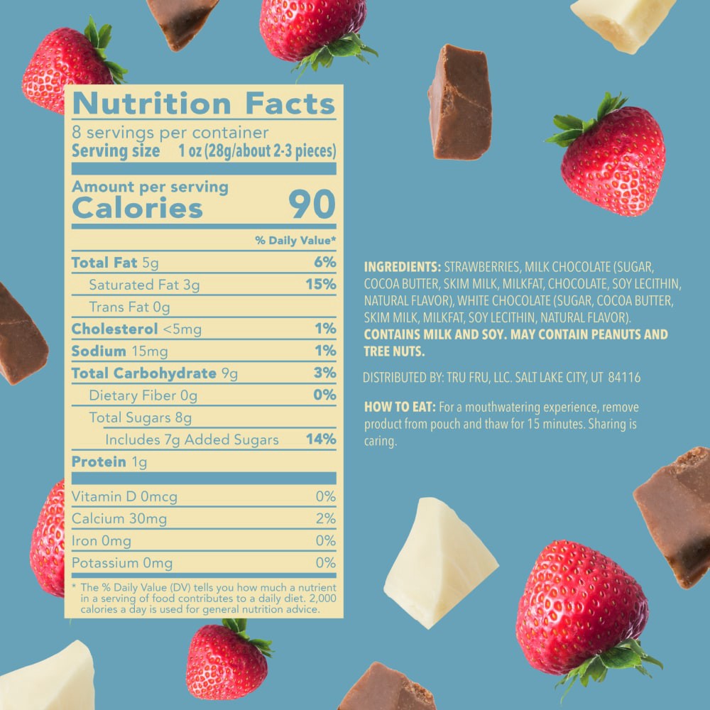 slide 4 of 4, Tru Fru Nature's Strawberries Frozen Fresh in White & Milk Chocolate, 8 oz