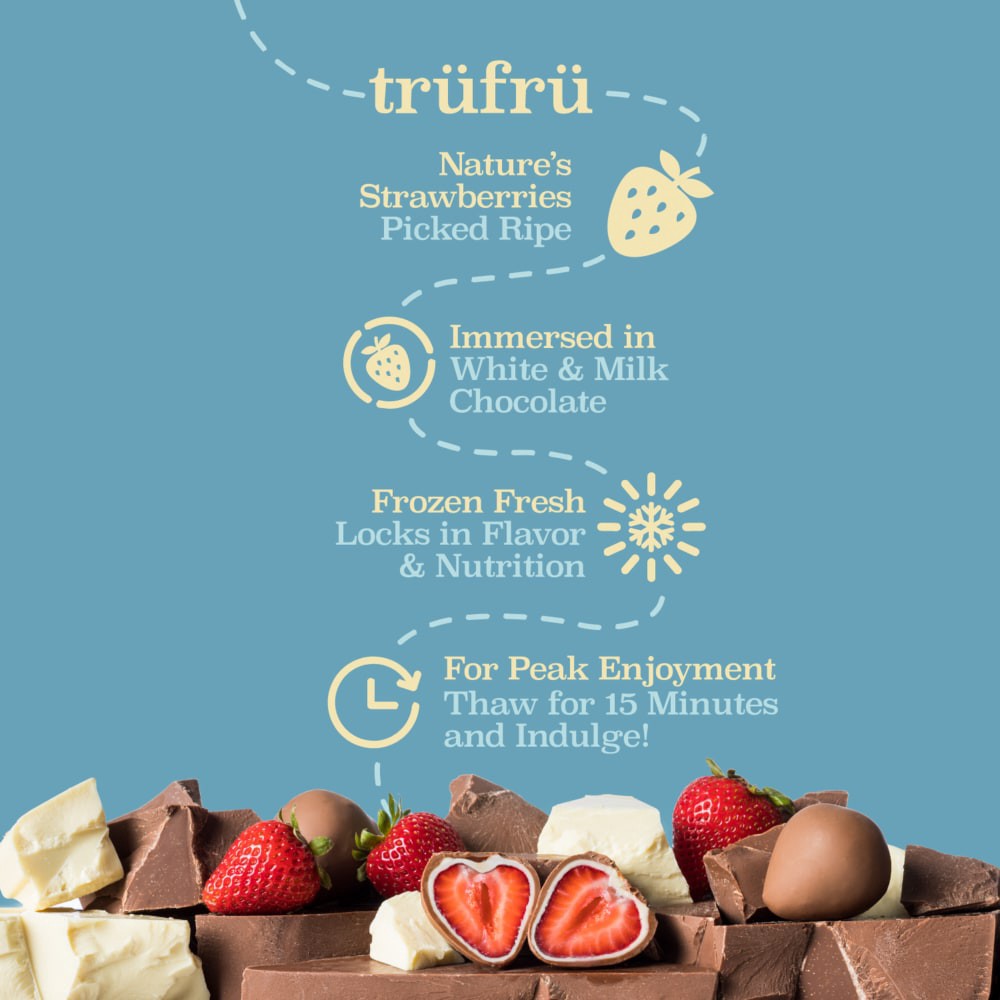 slide 4 of 5, Tru Fru Nature's Strawberries Frozen Fresh in White & Milk Chocolate, 8 oz