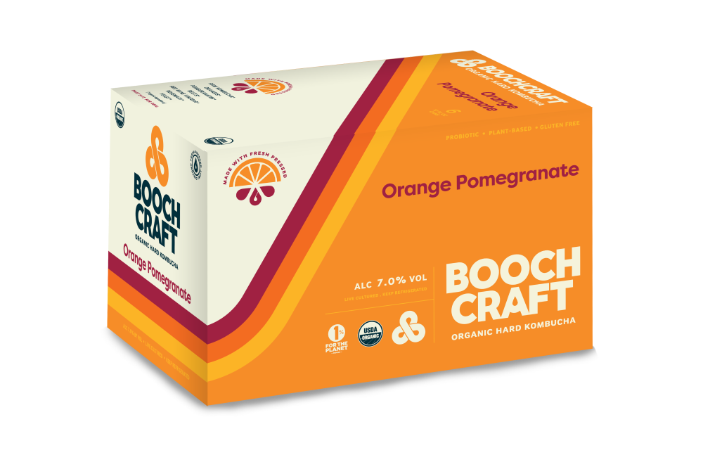 slide 1 of 1, Boochcraft Orange Pomegranate Hibiscus Kombucha 6 Cans, 6 ct; 12 fl oz