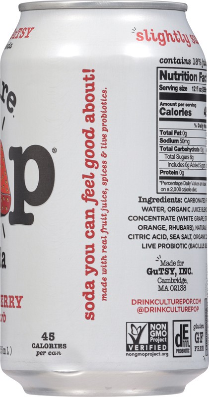 slide 5 of 5, Culture Pop Strawberry & Rhubarb Probiotic Soda 12 fl oz, 12 fl oz