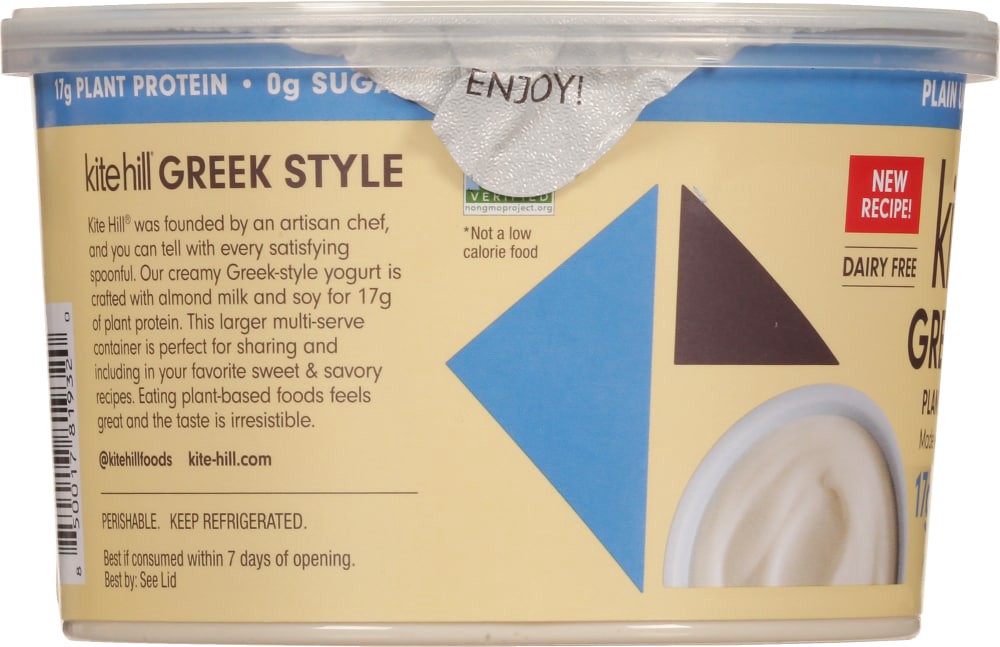 slide 2 of 4, Kite Hill Plant-Based Greek Style Plain Unsweetened Yogurt 16 oz, 16 oz