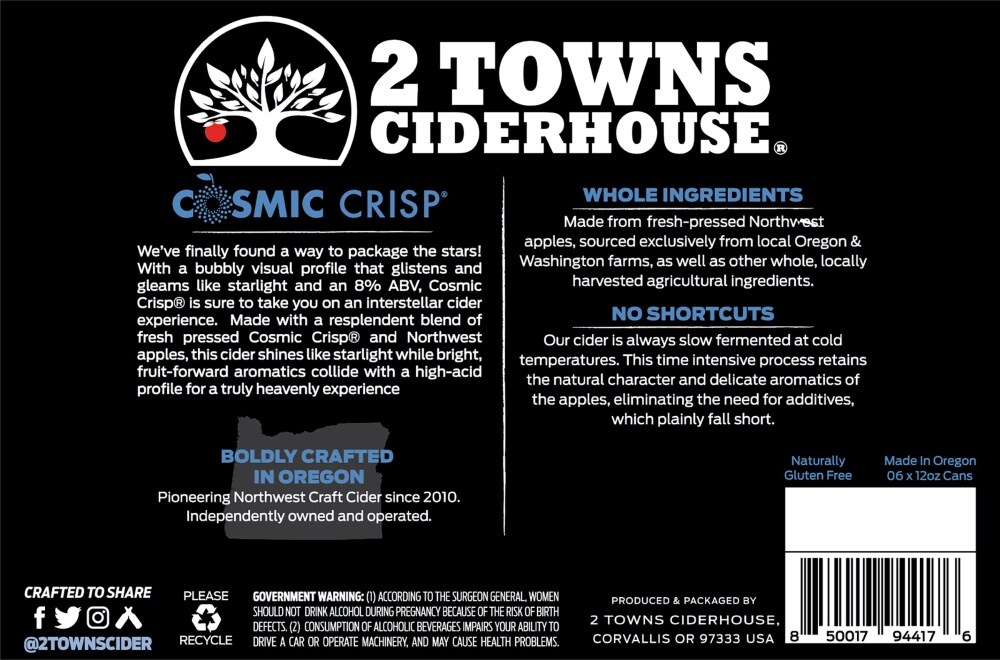 slide 3 of 4, 2 Towns Ciderhouse Cosmic Crisp Imperial Cider, 6 ct; 12 fl oz