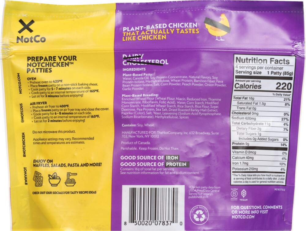 slide 4 of 4, Notchicken Patties 4pk - 12 OZ, 12 oz