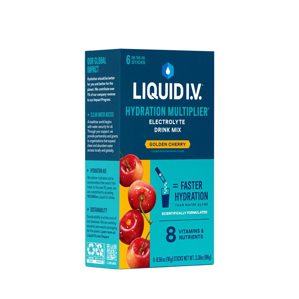 slide 2 of 6, Liquid I.V. Hydration Multiplier Golden Cherry Electrolyte Drink Mix - 6 ct, 6 ct