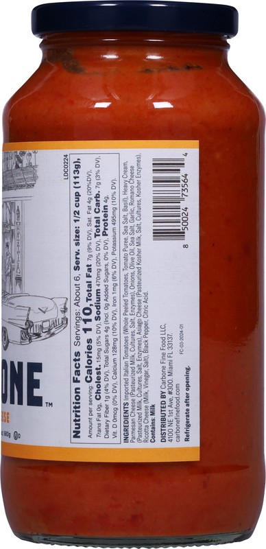 slide 3 of 5, Carbone Four Cheese Pasta Sauce, 24 oz