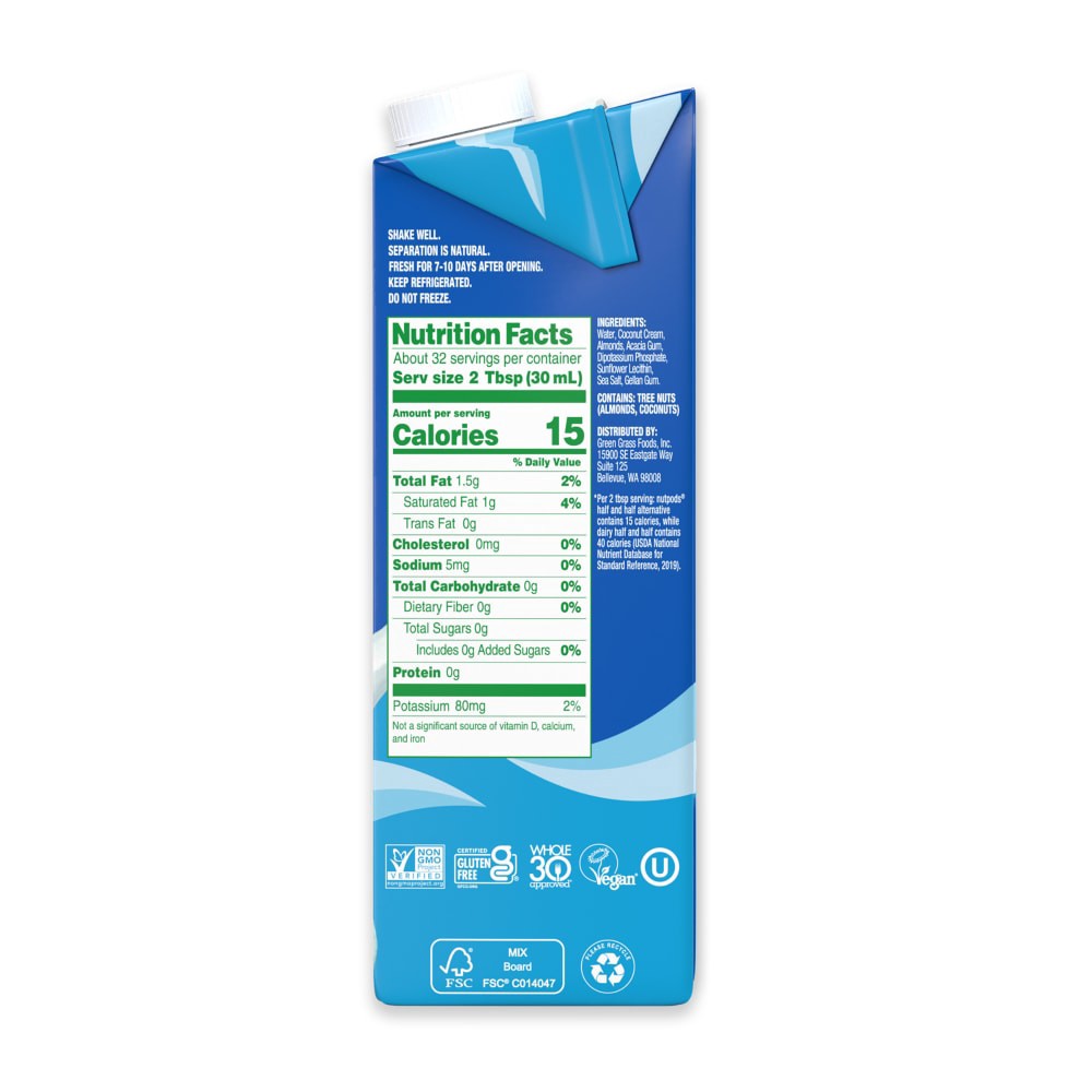 slide 2 of 5, nutpods Non Dairy Half & Half Alternative made with Almonds and Coconuts, 32 fl oz