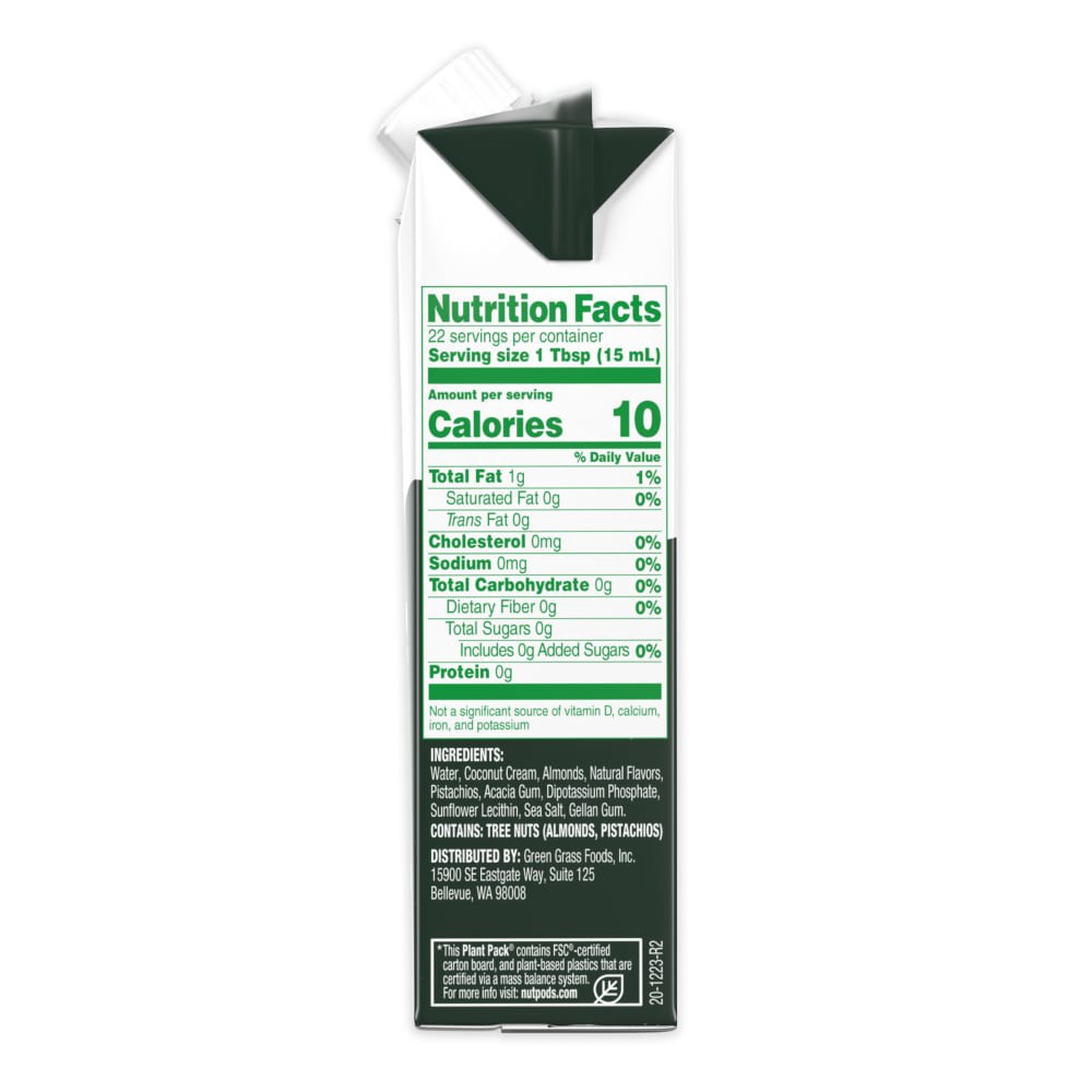slide 2 of 6, nutpods® Unsweetened Non Dairy Pistachio made with Almonds and Coconuts Coffee Creamer, 11.2 fl oz