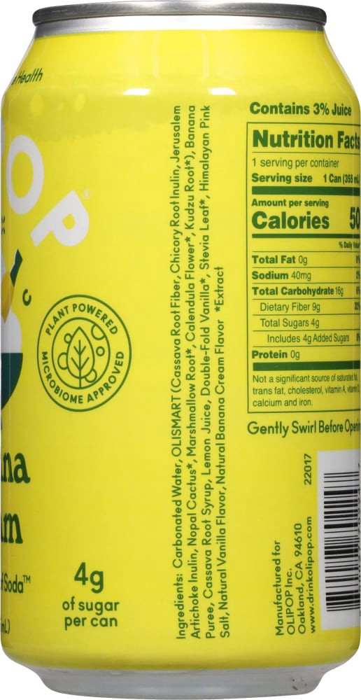 slide 3 of 4, Olipop Banana cream Sparkling Soda- 12 oz, 12 oz