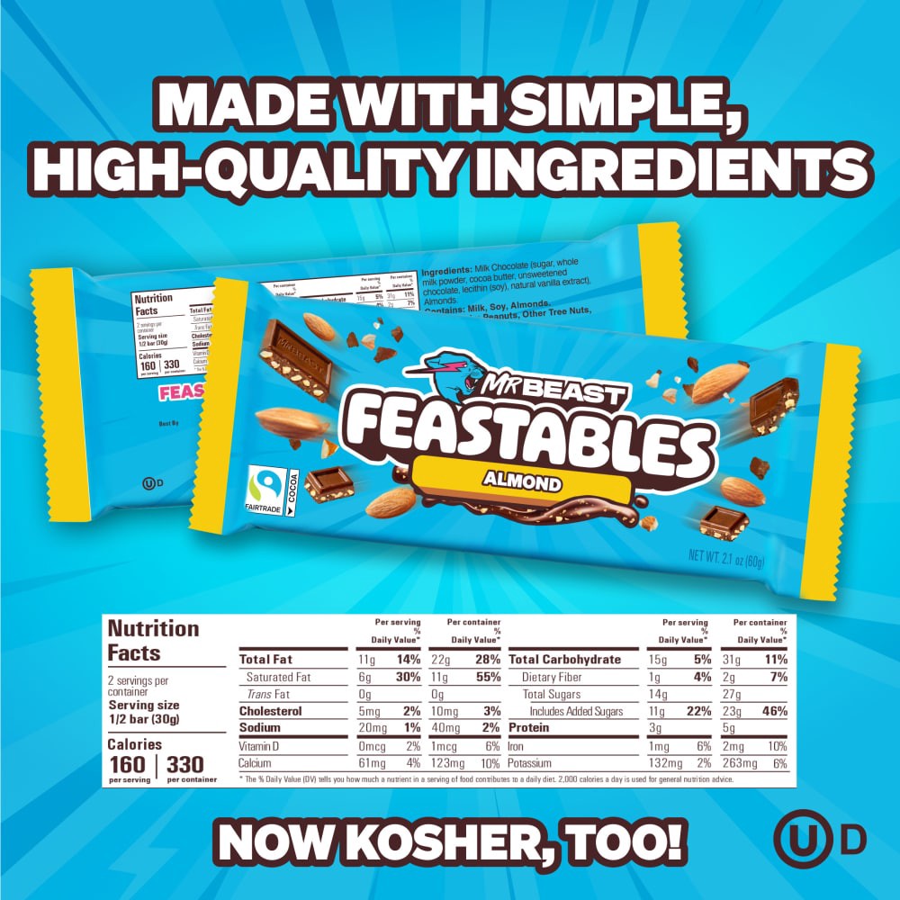 slide 5 of 5, Feastables, Almond Chocolate Bar- 2.1 oz, 2.1 oz