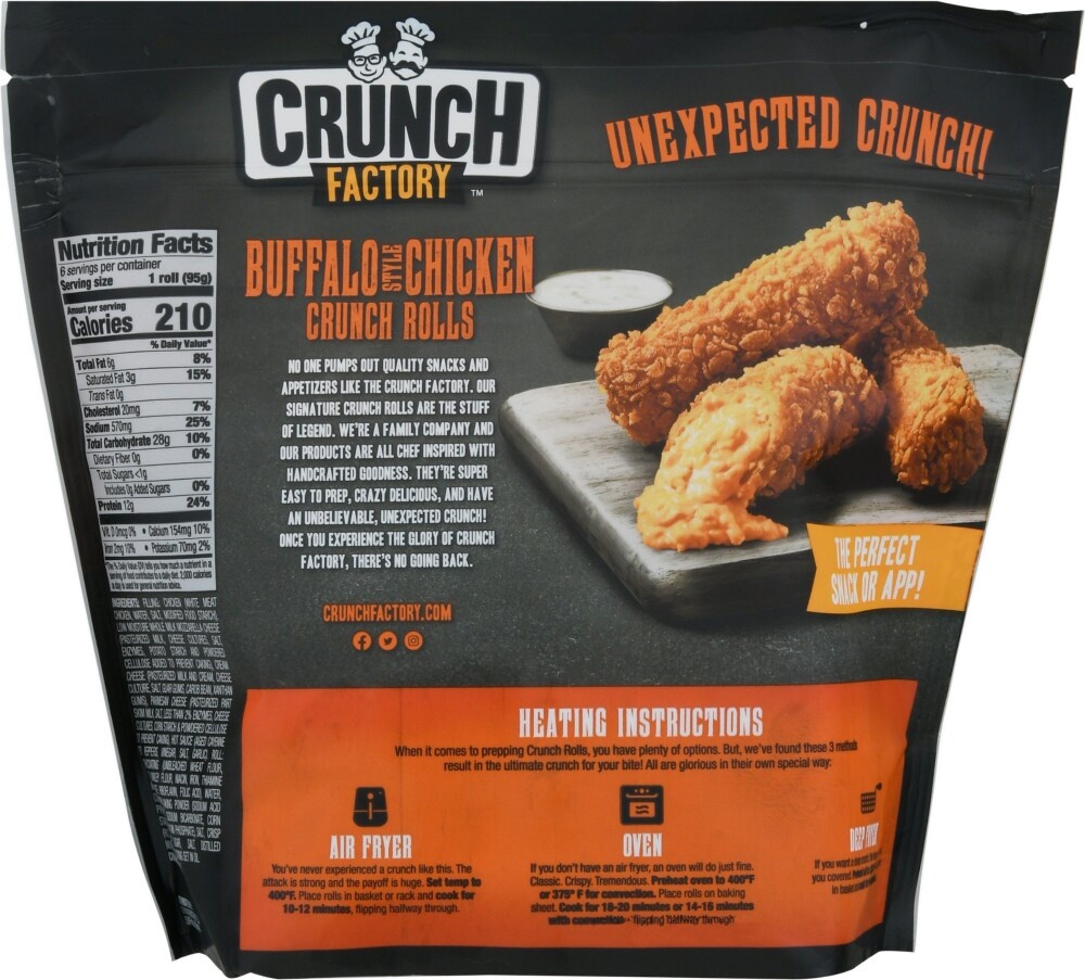 slide 2 of 2, Crunch Factory Buffalo Style Chicken Crunch Rolls, 6 ct / 20.1 oz