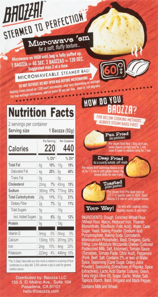 slide 2 of 2, Baozza! Pepperoni Pizza 2 ea, 2 ct